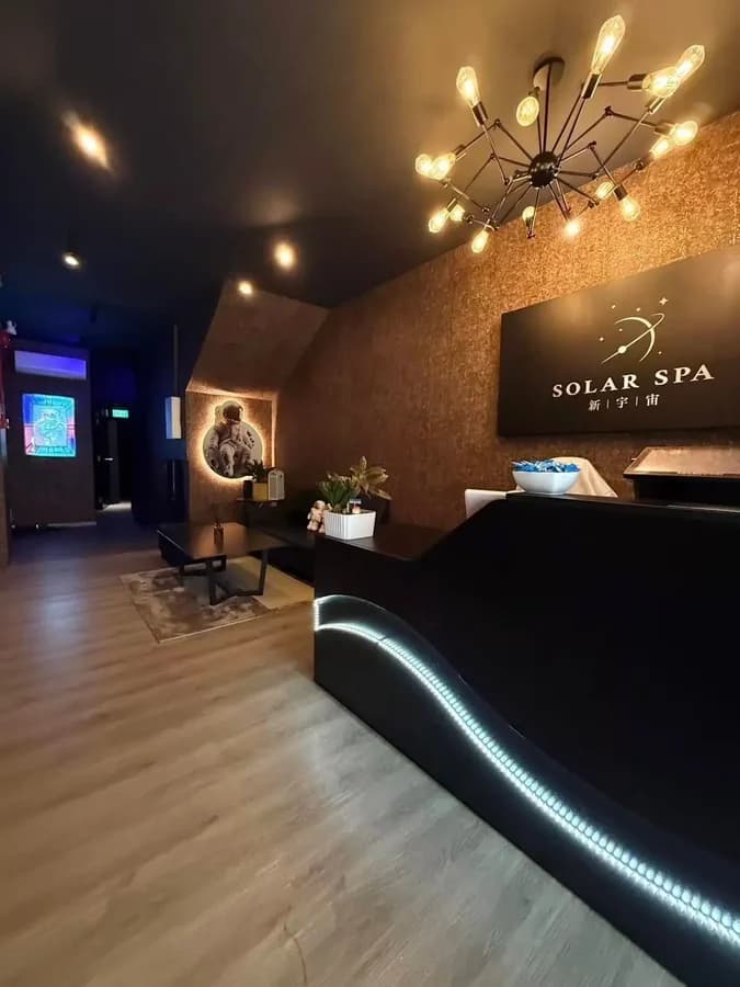 Solar Spa reception counter and seating area